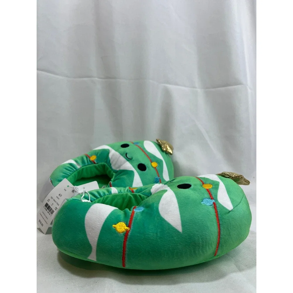 Squishmallows Christmas Tree Plush Slippers Green Holiday Kids Size 4/5 NEW